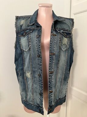 Kill City Blue Denim Distressed Vest